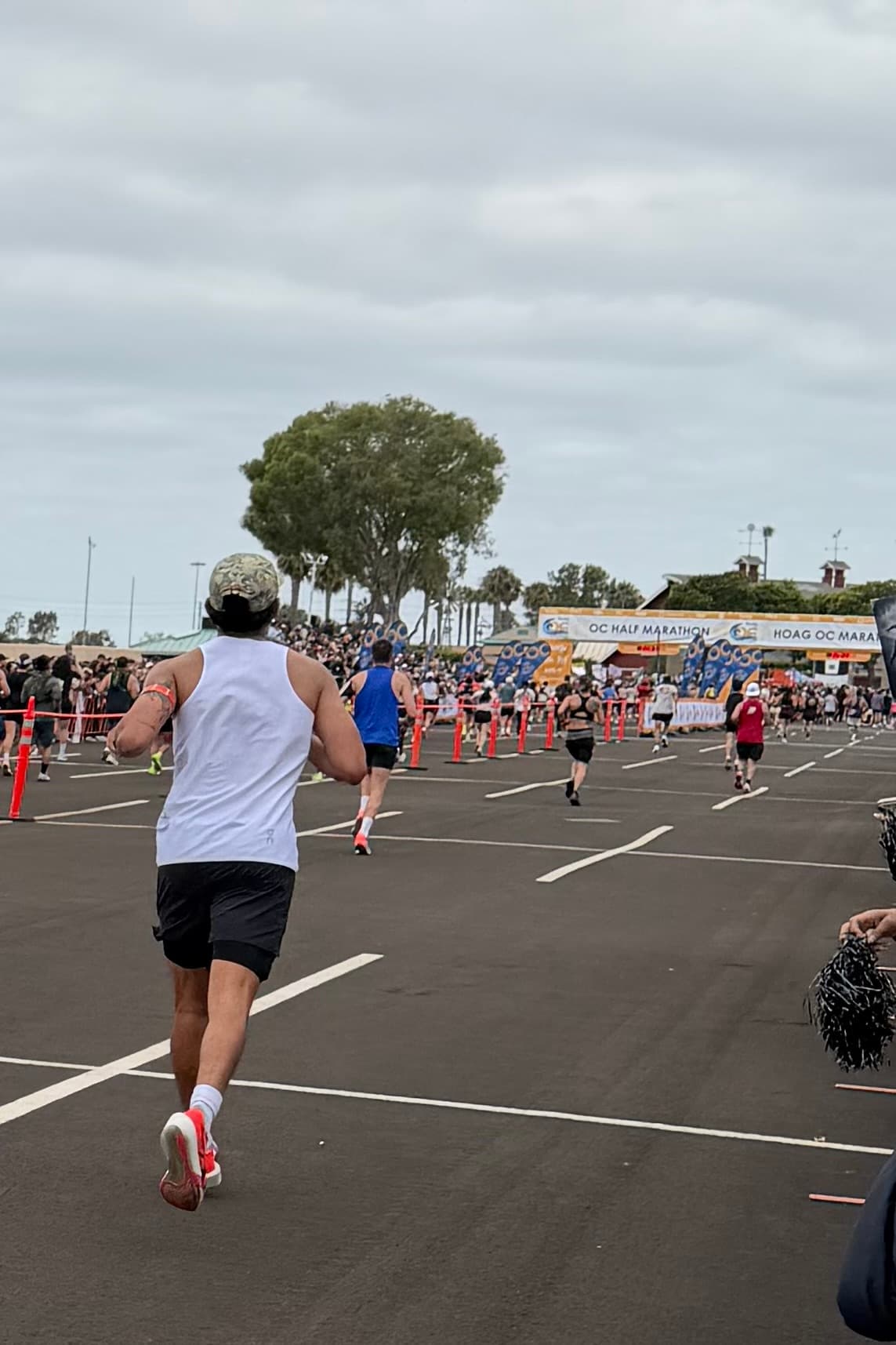 Tom Van Schoor approaching the finish of the 2026 OC Marathon.